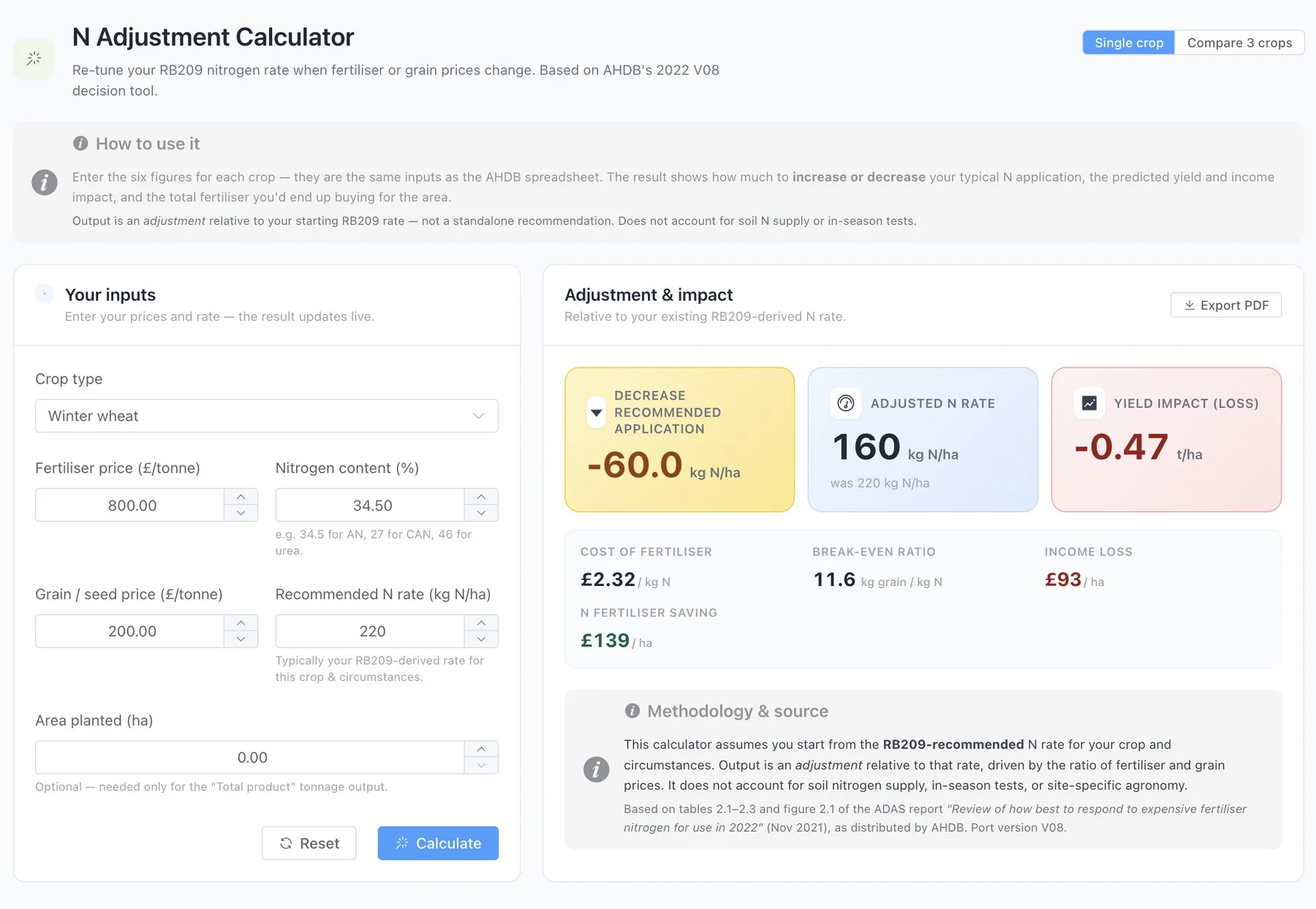 N Calculator screen