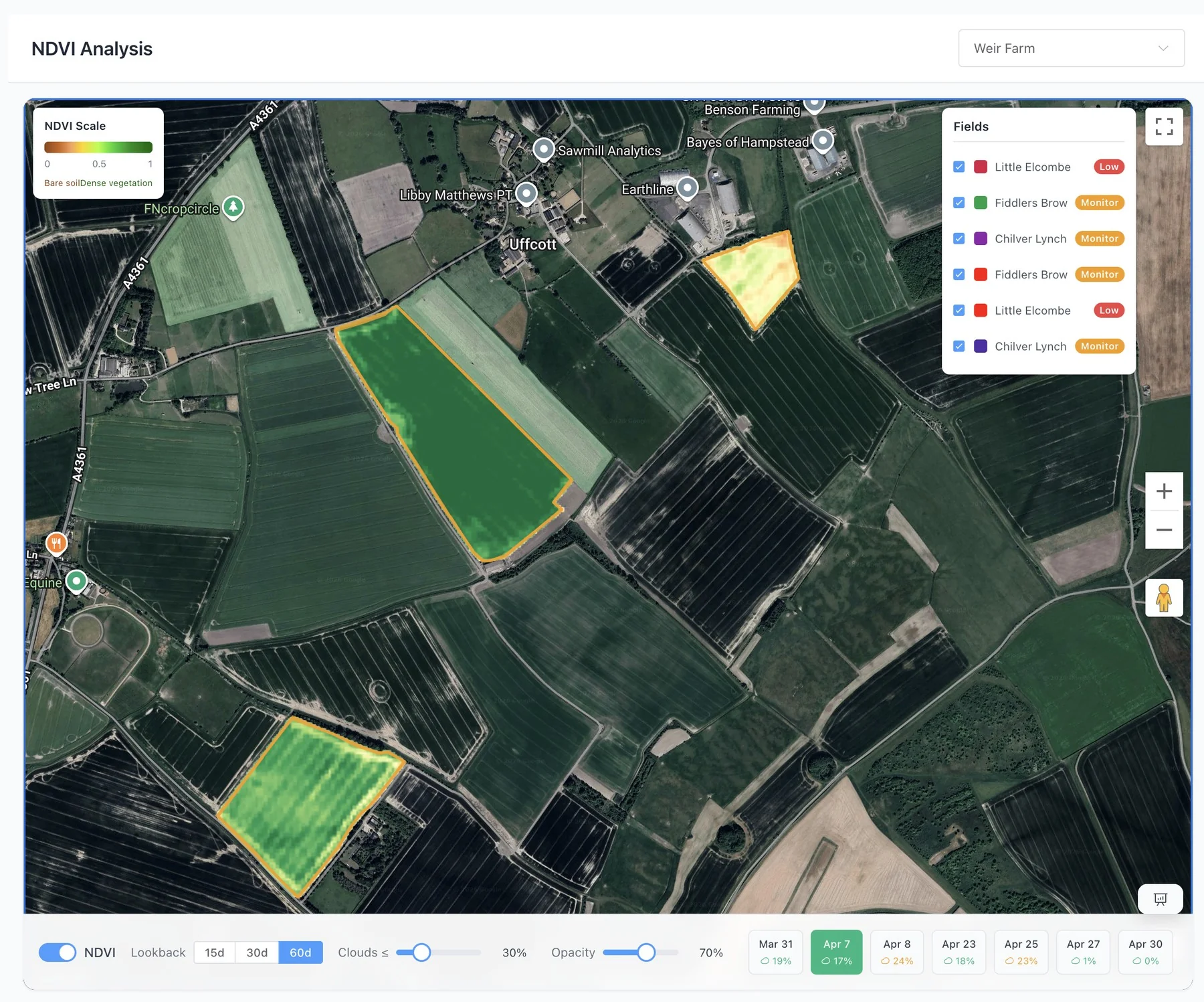 NDVI Analysis screen